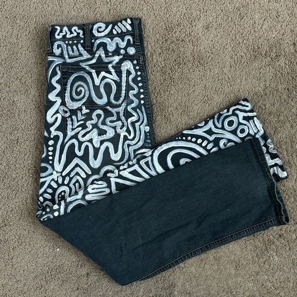 Trippy Hand Painted Abstract Pattern Jeans - Picture 7 of 10